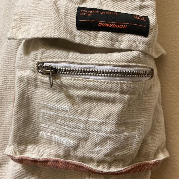 Dynvision Reconstruct Trend Men's Streetwear Beige Cargo Jogger Pants Size S/M - Picture 4 of 11